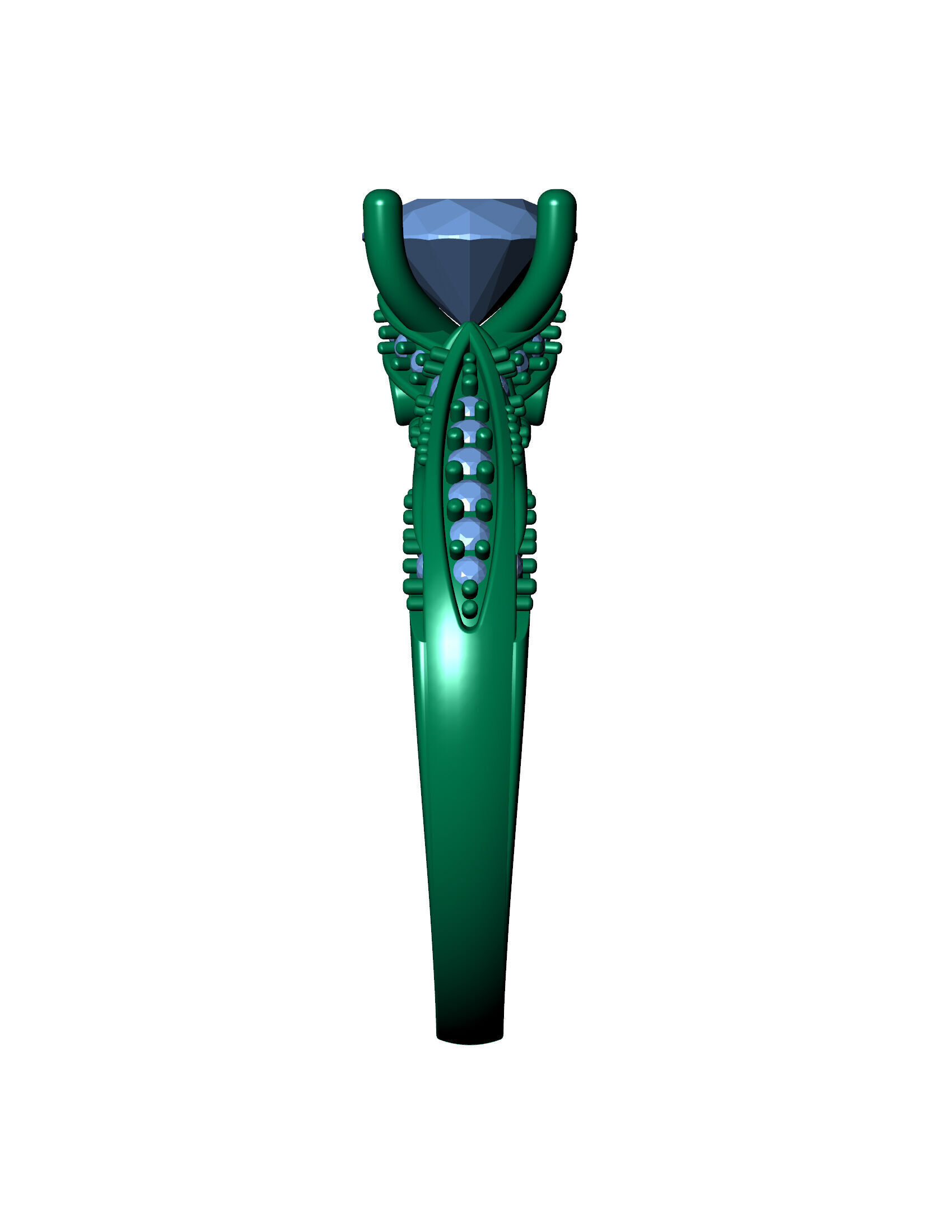 Exquisite Blue Sapphire and Diamond Engagement Ring 3D print model_11