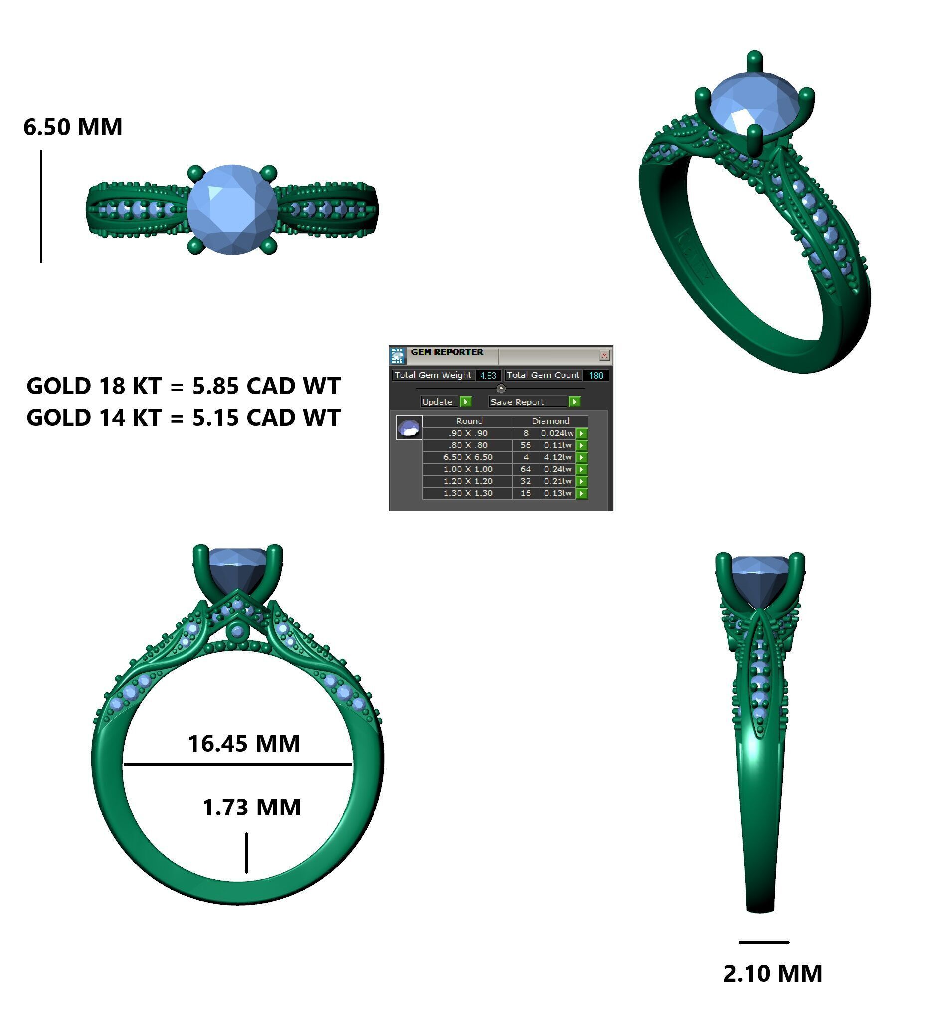 Exquisite Blue Sapphire and Diamond Engagement Ring 3D print model_3