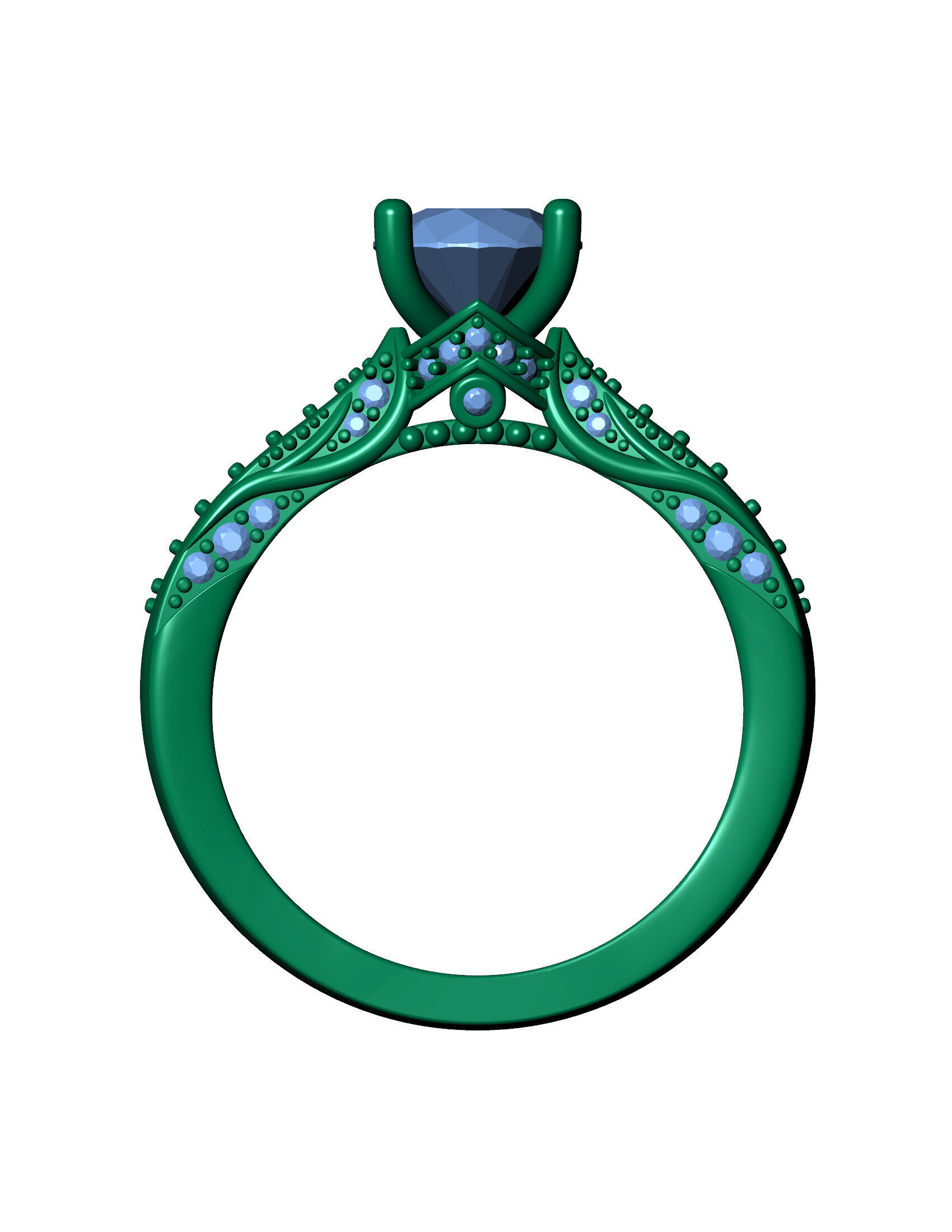 Exquisite Blue Sapphire and Diamond Engagement Ring 3D print model_12