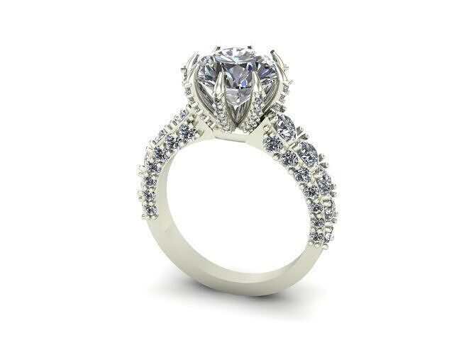 Engagement Ring With Many Round Diamond On It 3D model