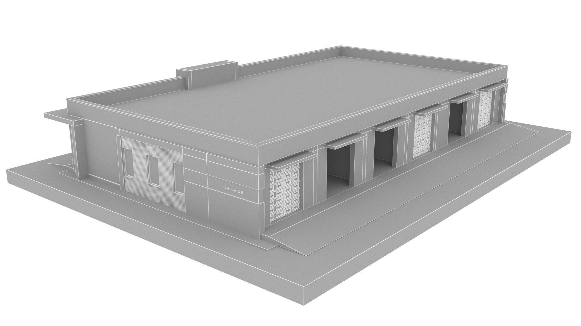 Garage Low-poly 3D model_10