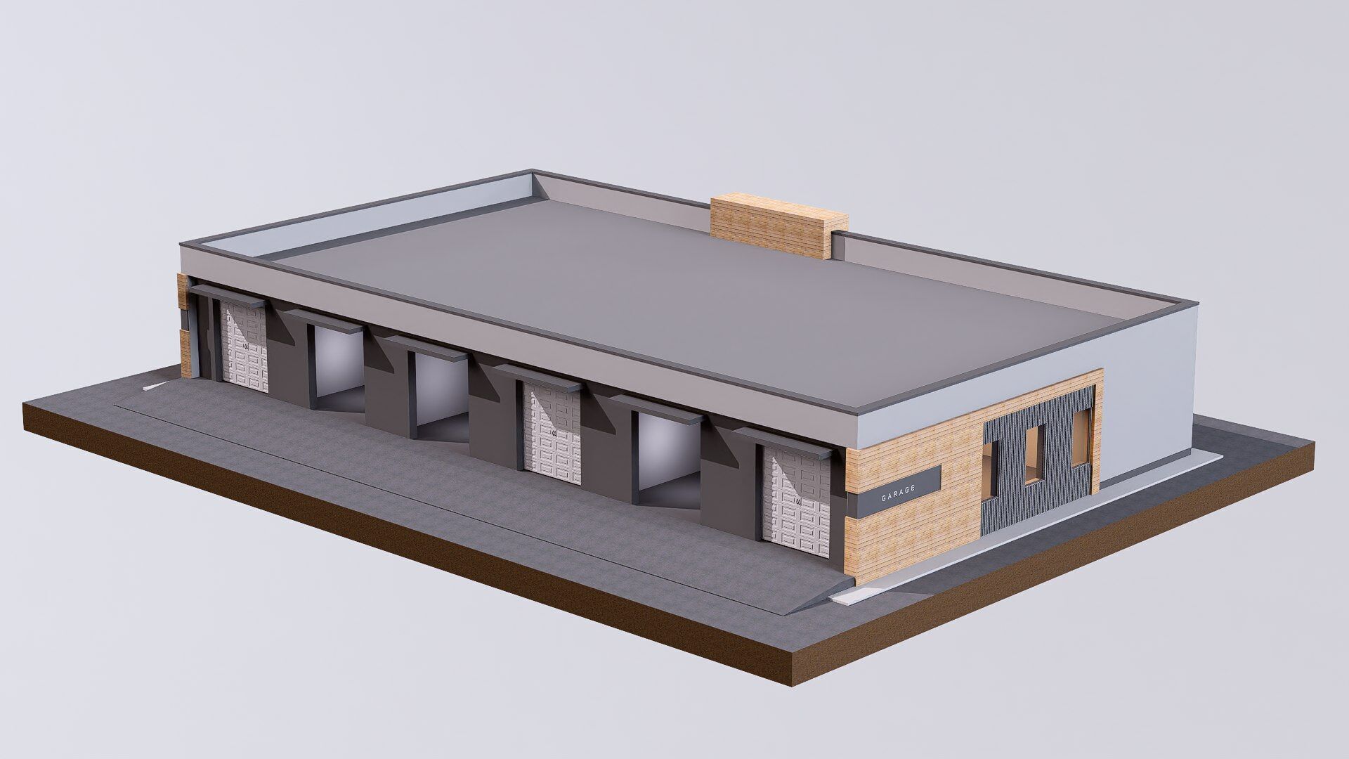 Garage Low-poly 3D model_6