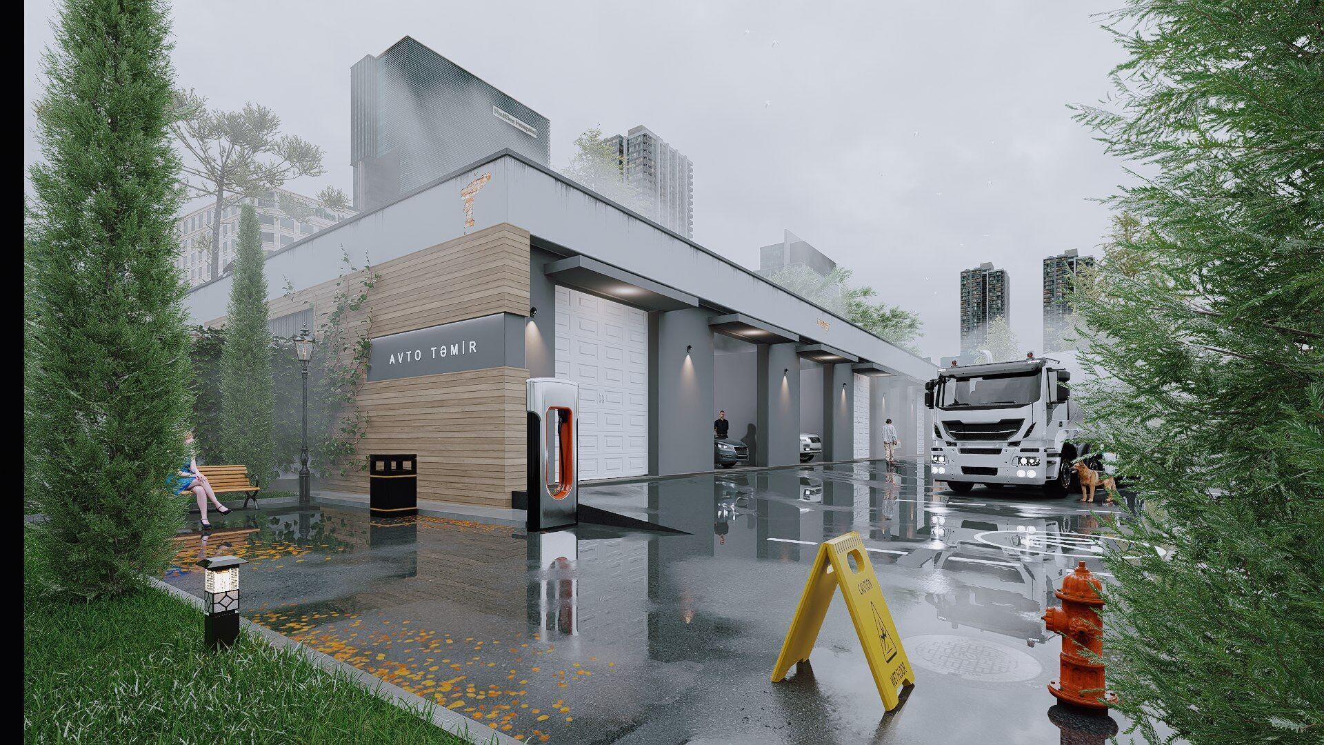 Garage Low-poly 3D model_1