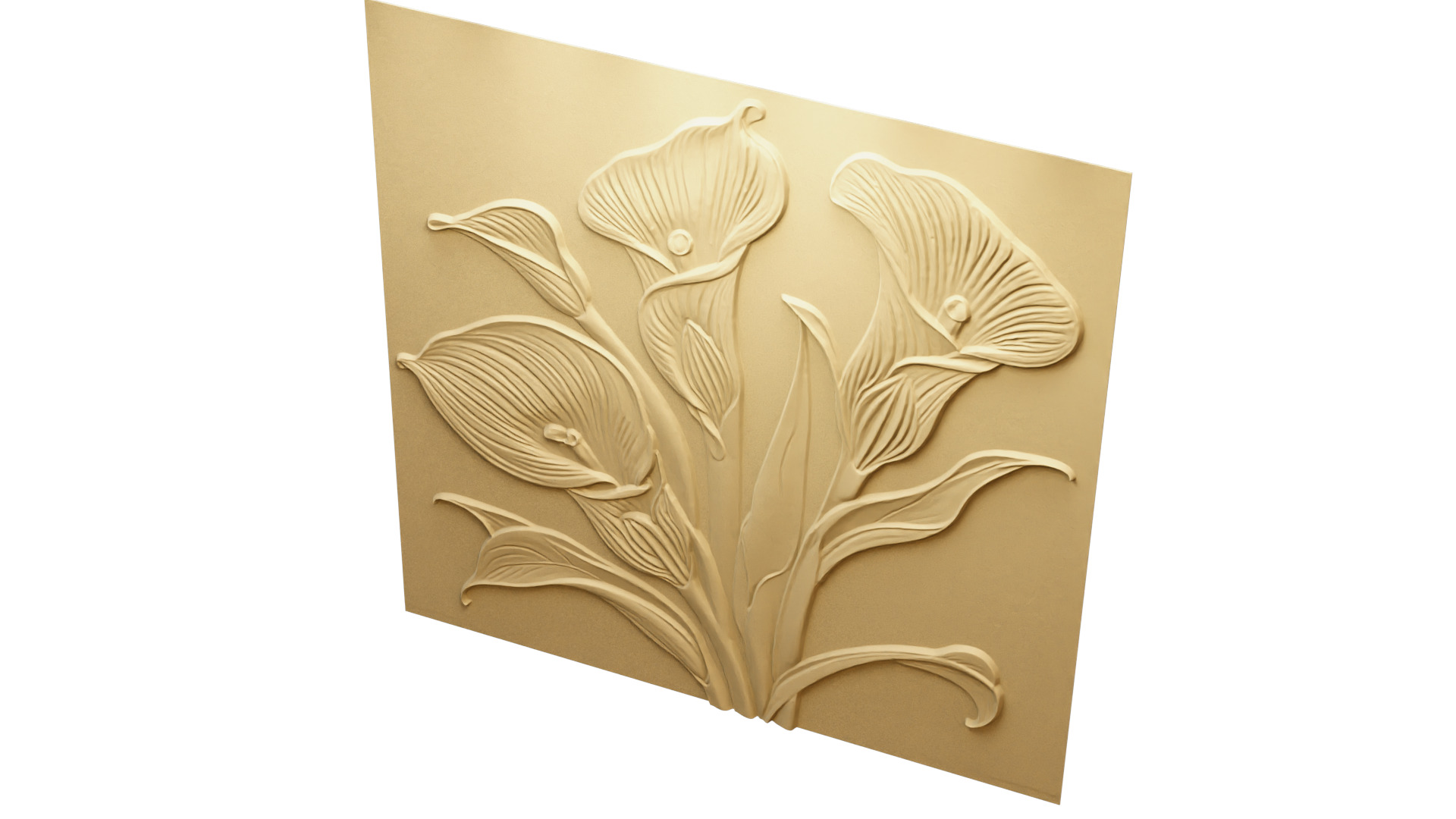 modern Calla lily panel wall decor set relief mural CNC 154  3D model_3