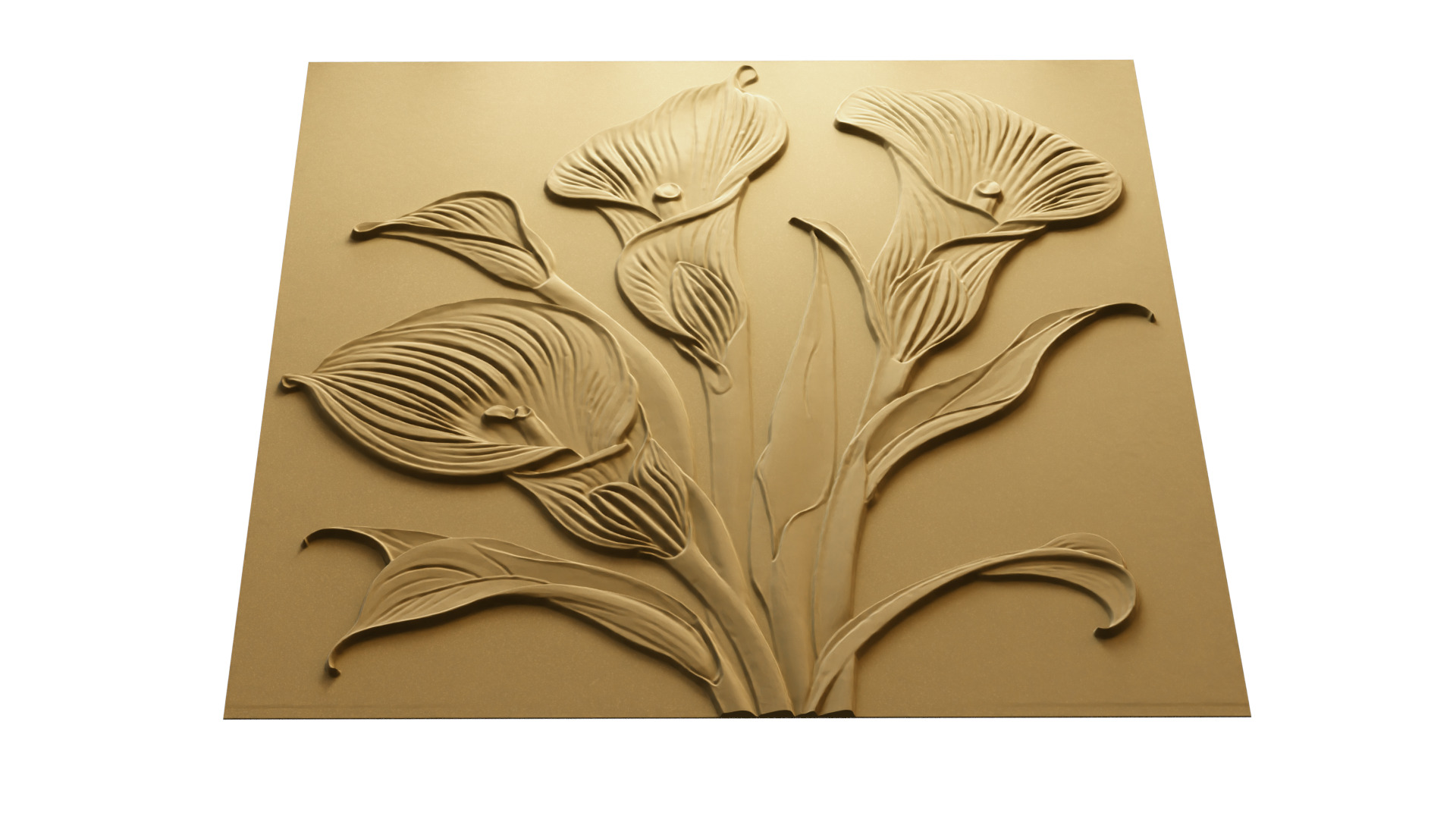 modern Calla lily panel wall decor set relief mural CNC 154  3D model_2