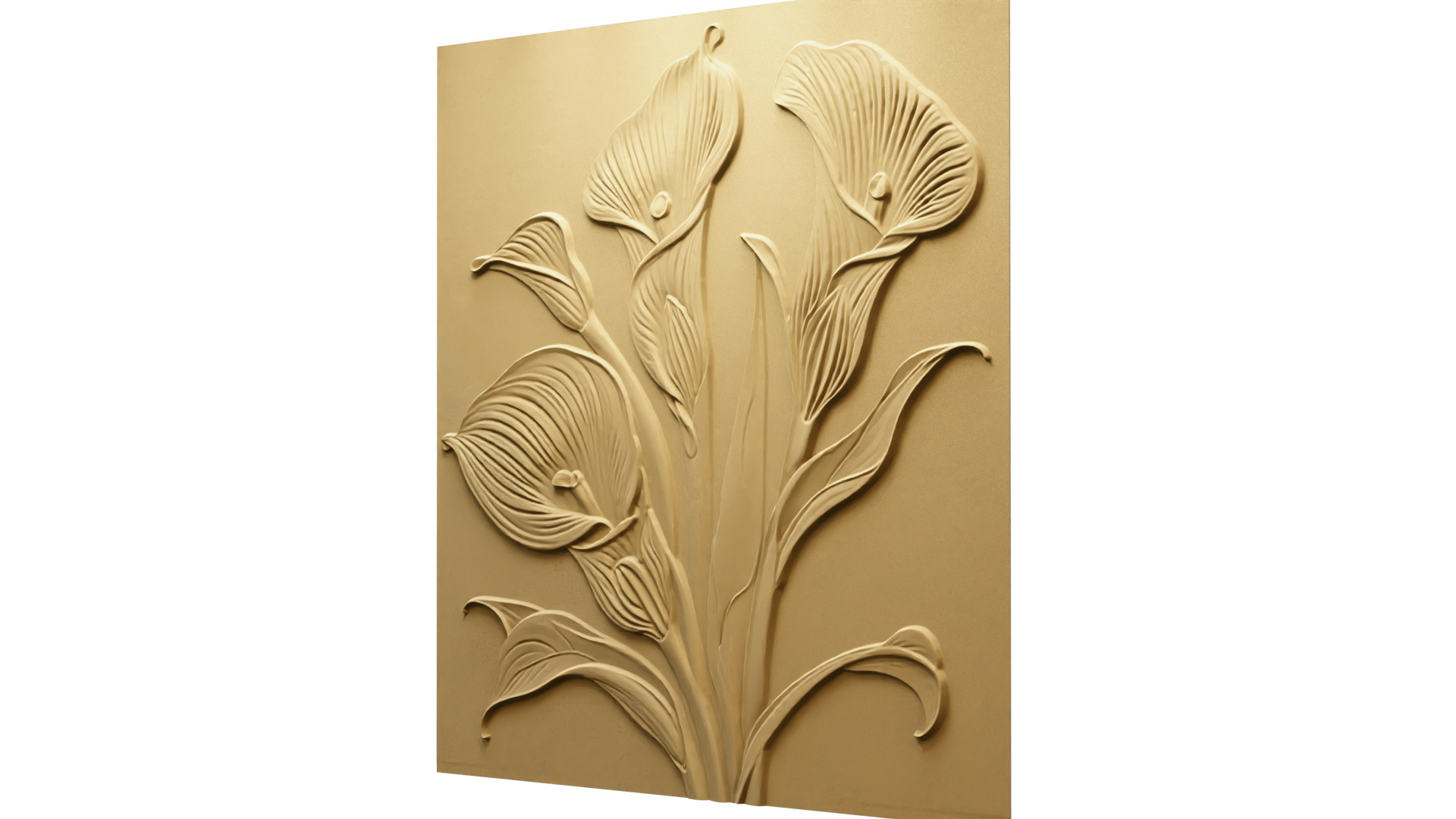modern Calla lily panel wall decor set relief mural CNC 154  3D model_7
