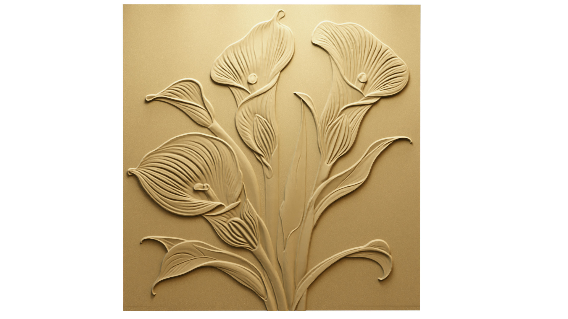 modern Calla lily panel wall decor set relief mural CNC 154  3D model_4