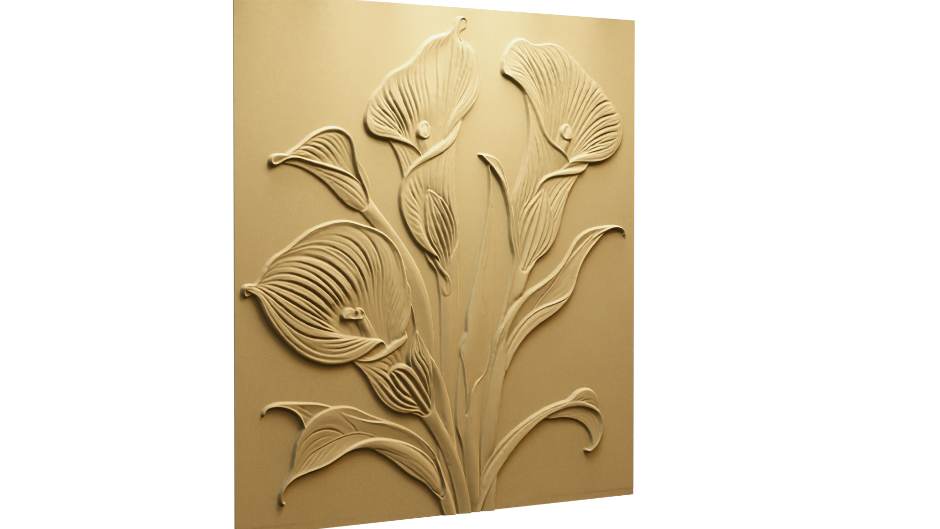 modern Calla lily panel wall decor set relief mural CNC 154  3D model_8