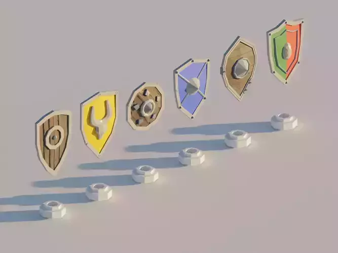 Low-poly Shield Pack Low-poly 3D model Low-poly Shield Pack Low-poly 3D model