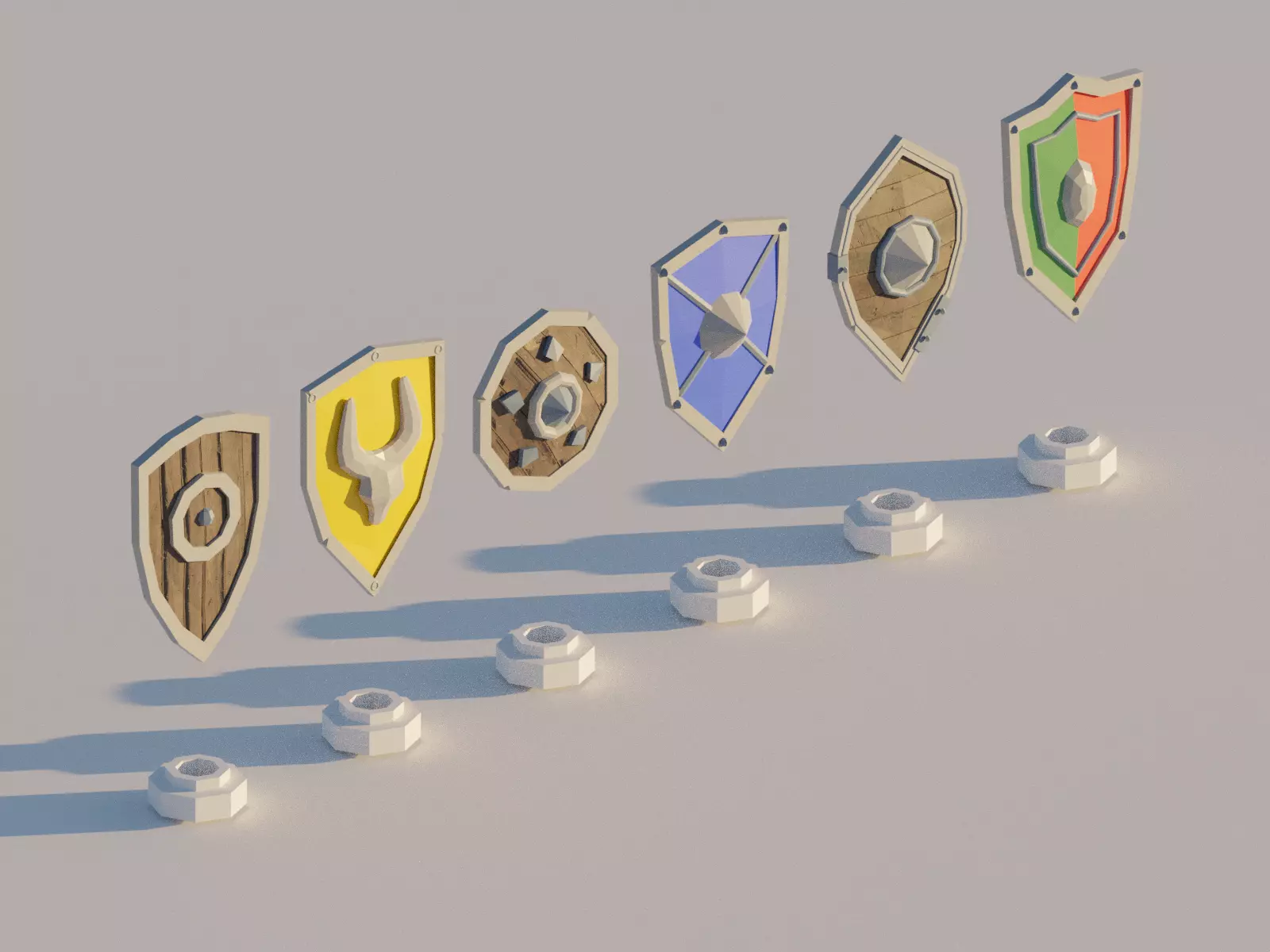 Low-poly Shield Pack Low-poly 3D model_0