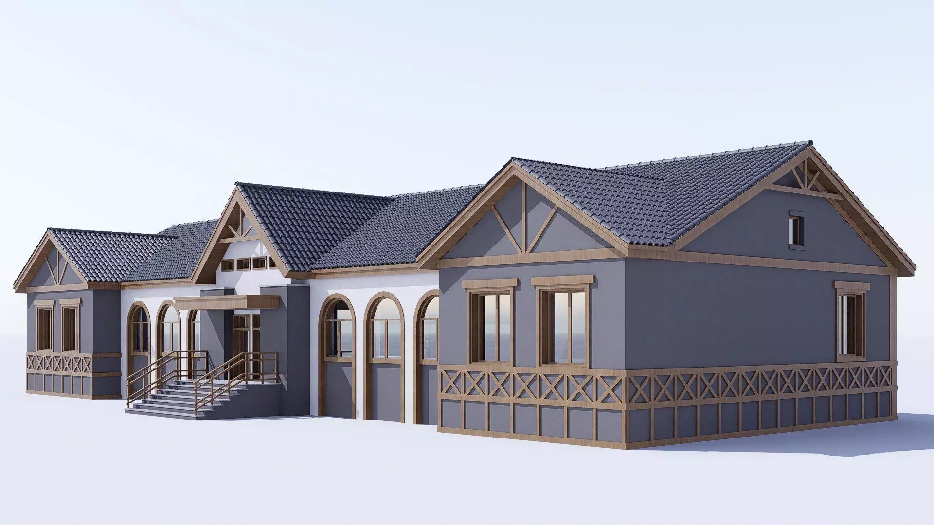 village building Low-poly 3D model_0