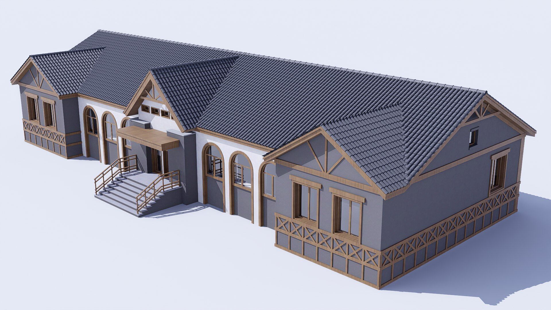village building Low-poly 3D model_3