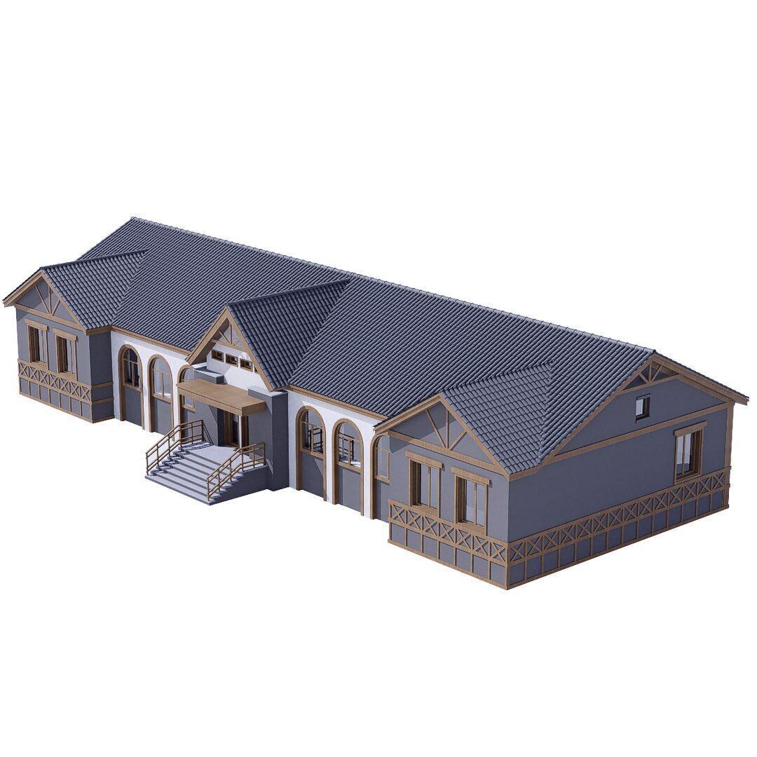 village building Low-poly 3D model_5