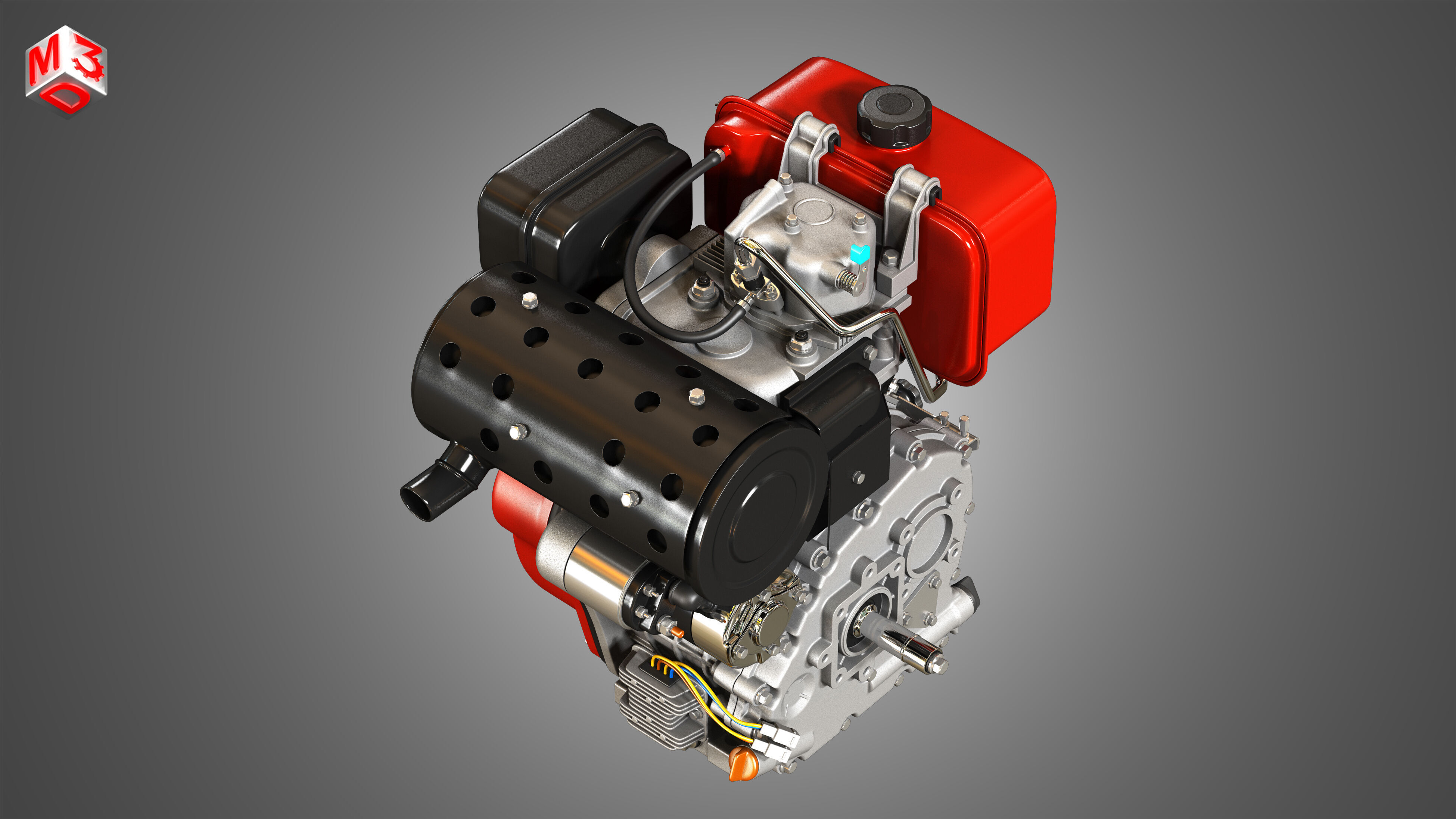 KD192F Single Cylinder Air-Cooled Engine 3D model_15