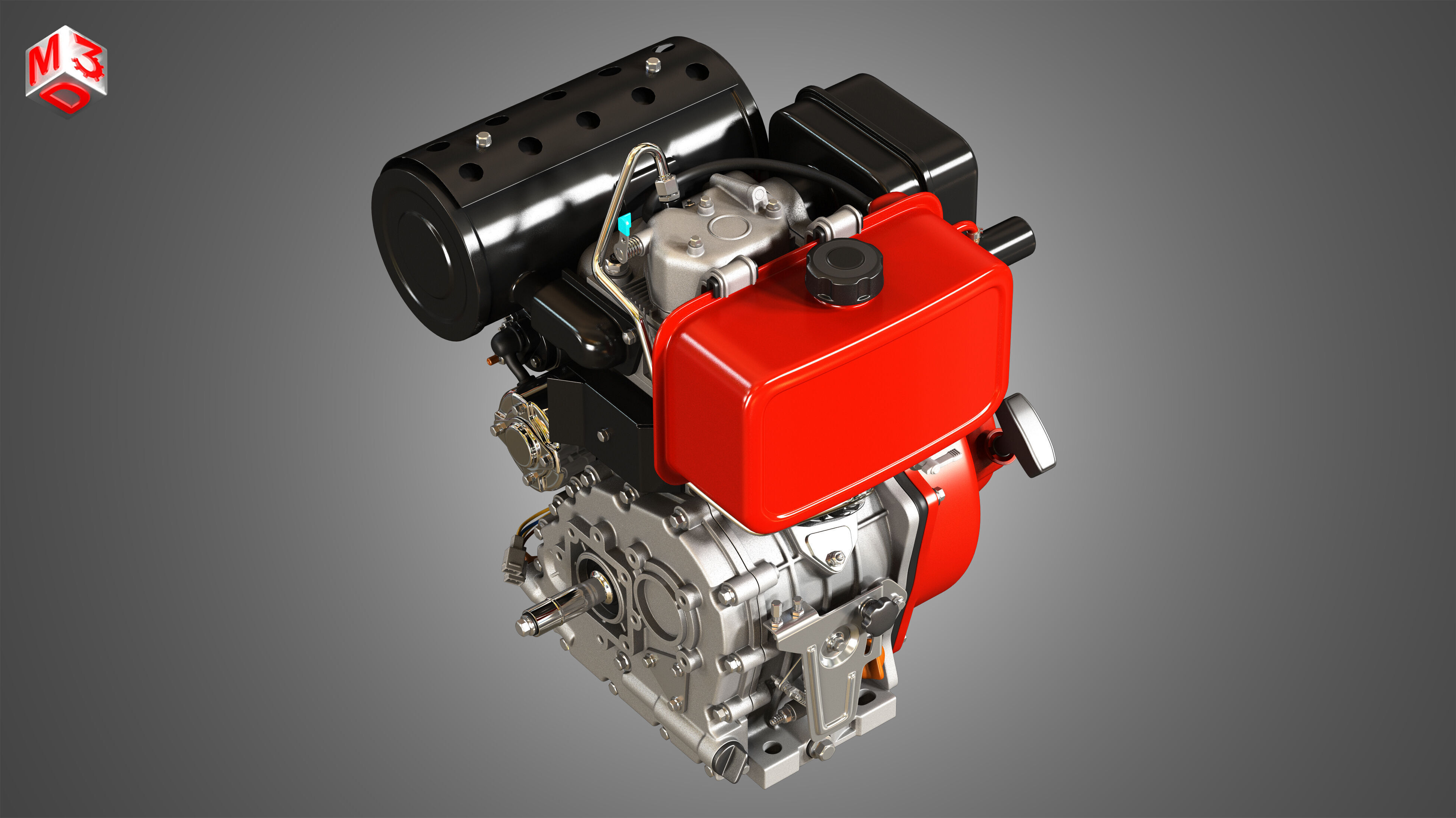 KD192F Single Cylinder Air-Cooled Engine 3D model_13