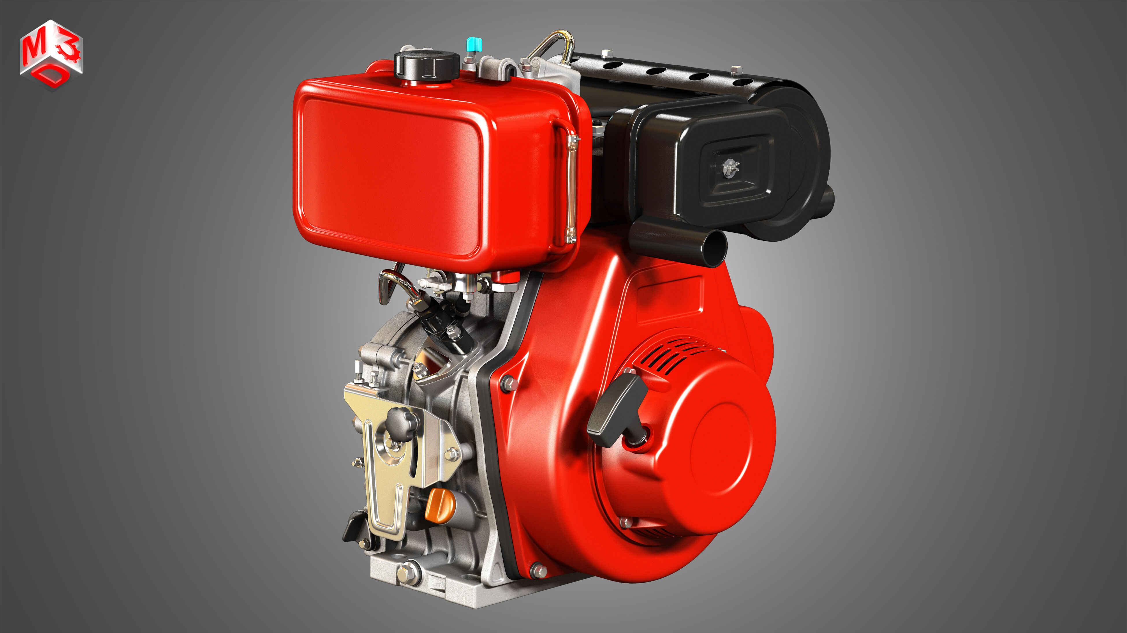 KD192F Single Cylinder Air-Cooled Engine 3D model_2