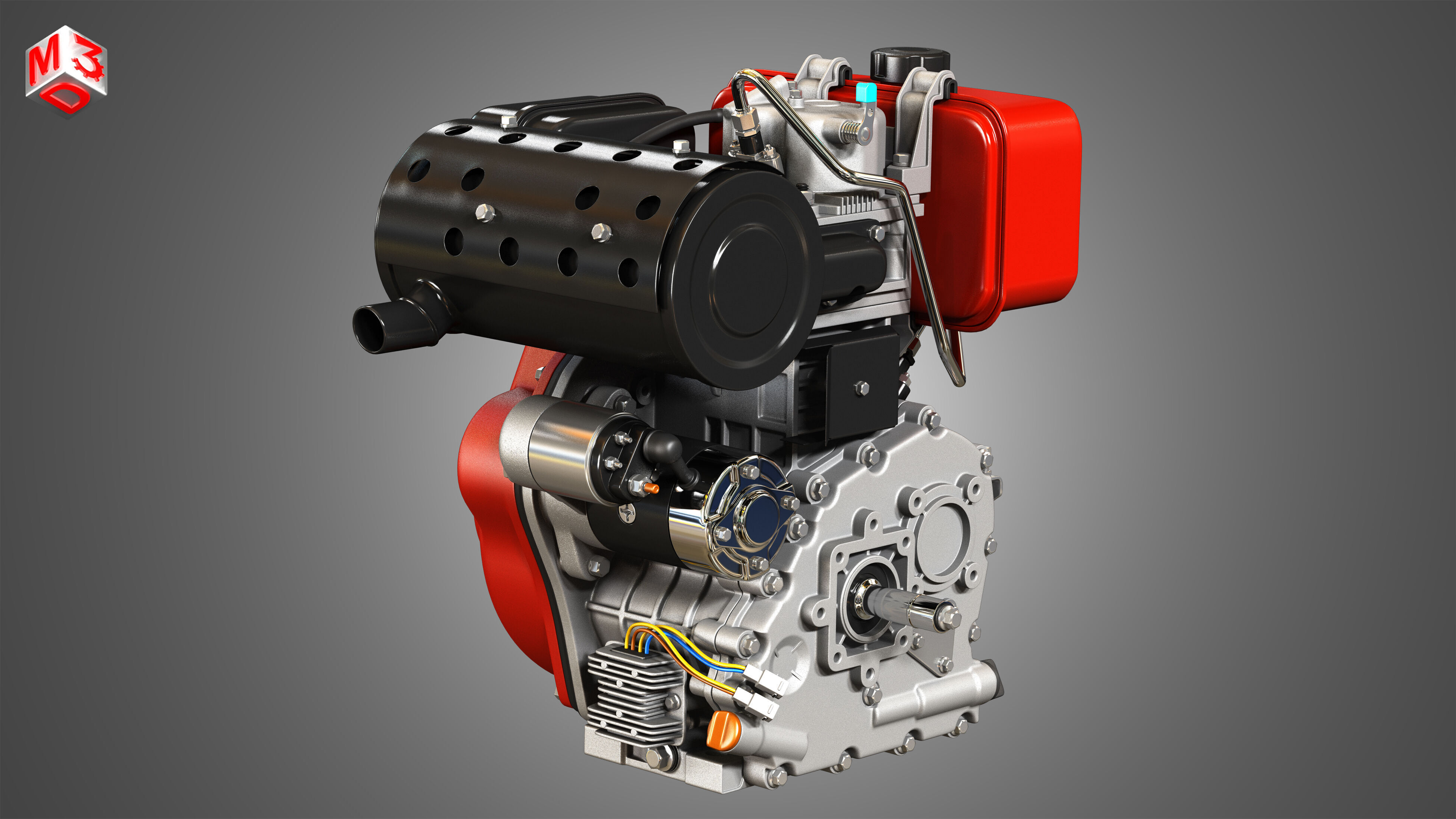 KD192F Single Cylinder Air-Cooled Engine 3D model_3