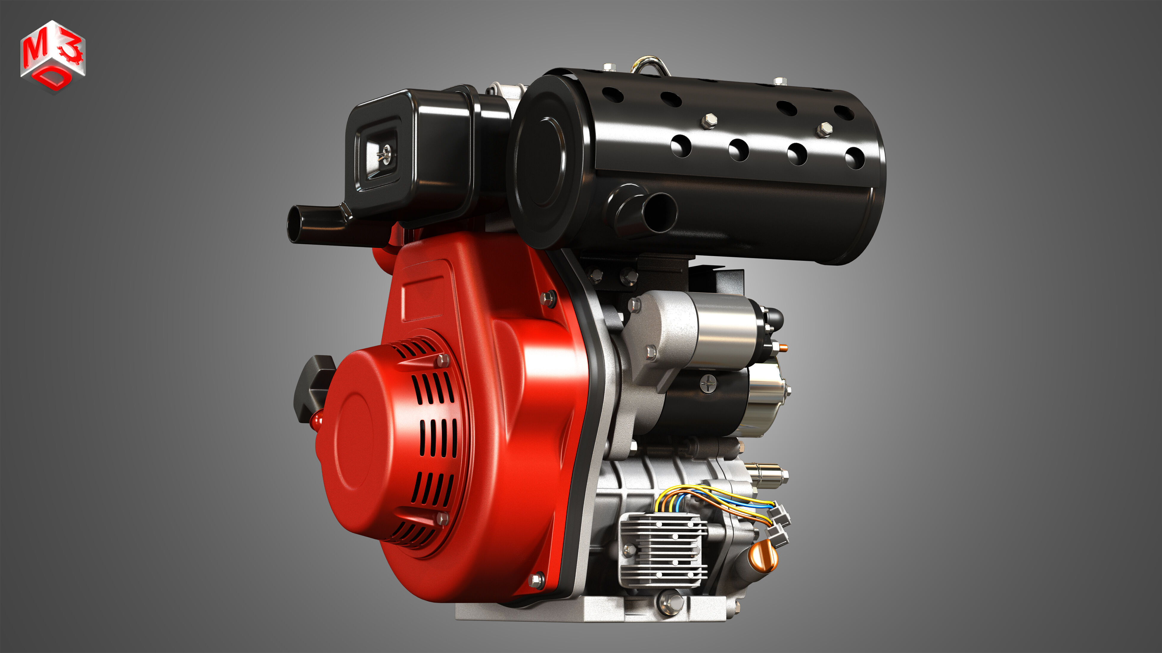 KD192F Single Cylinder Air-Cooled Engine 3D model_8