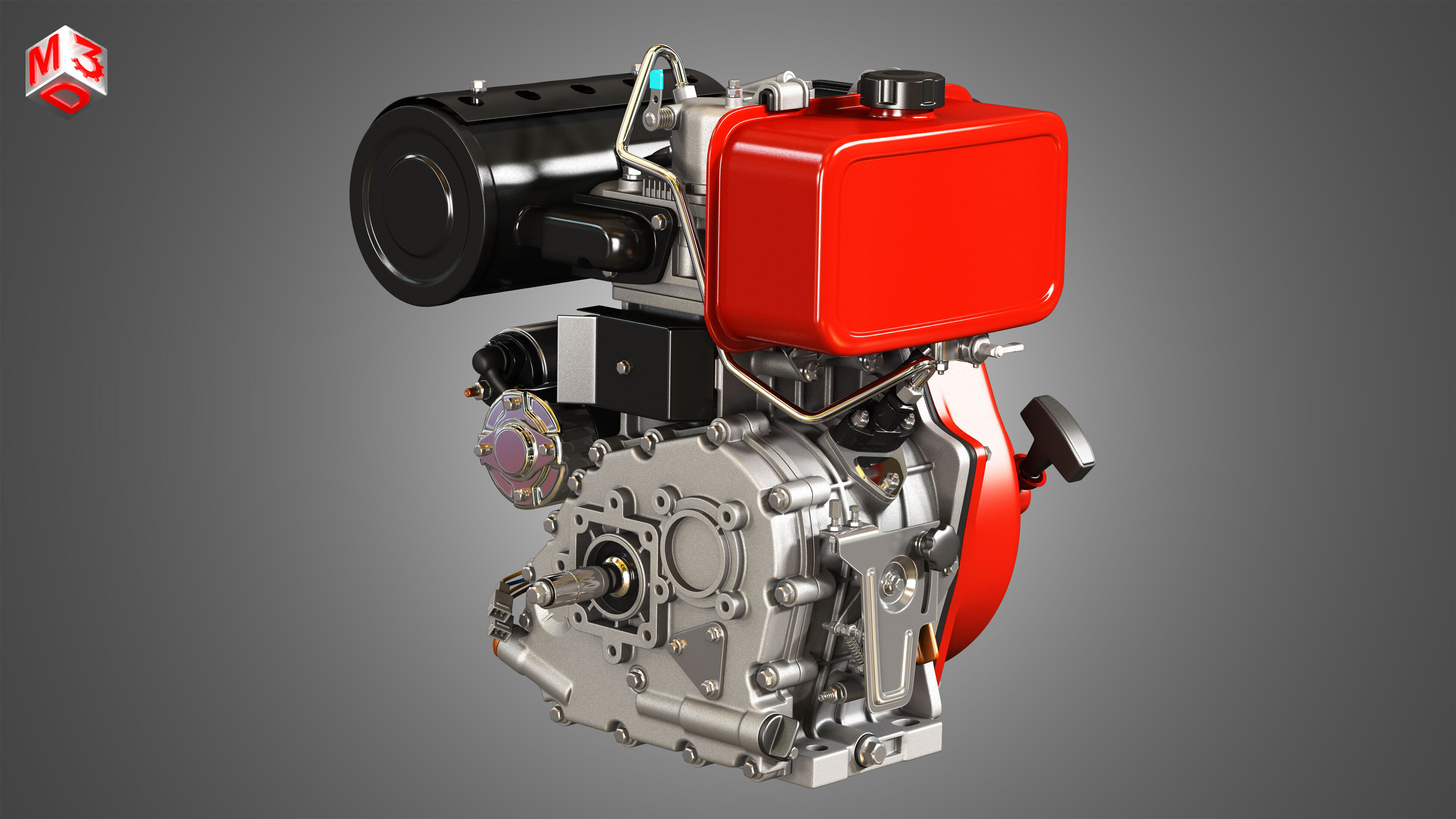 KD192F Single Cylinder Air-Cooled Engine 3D model_1