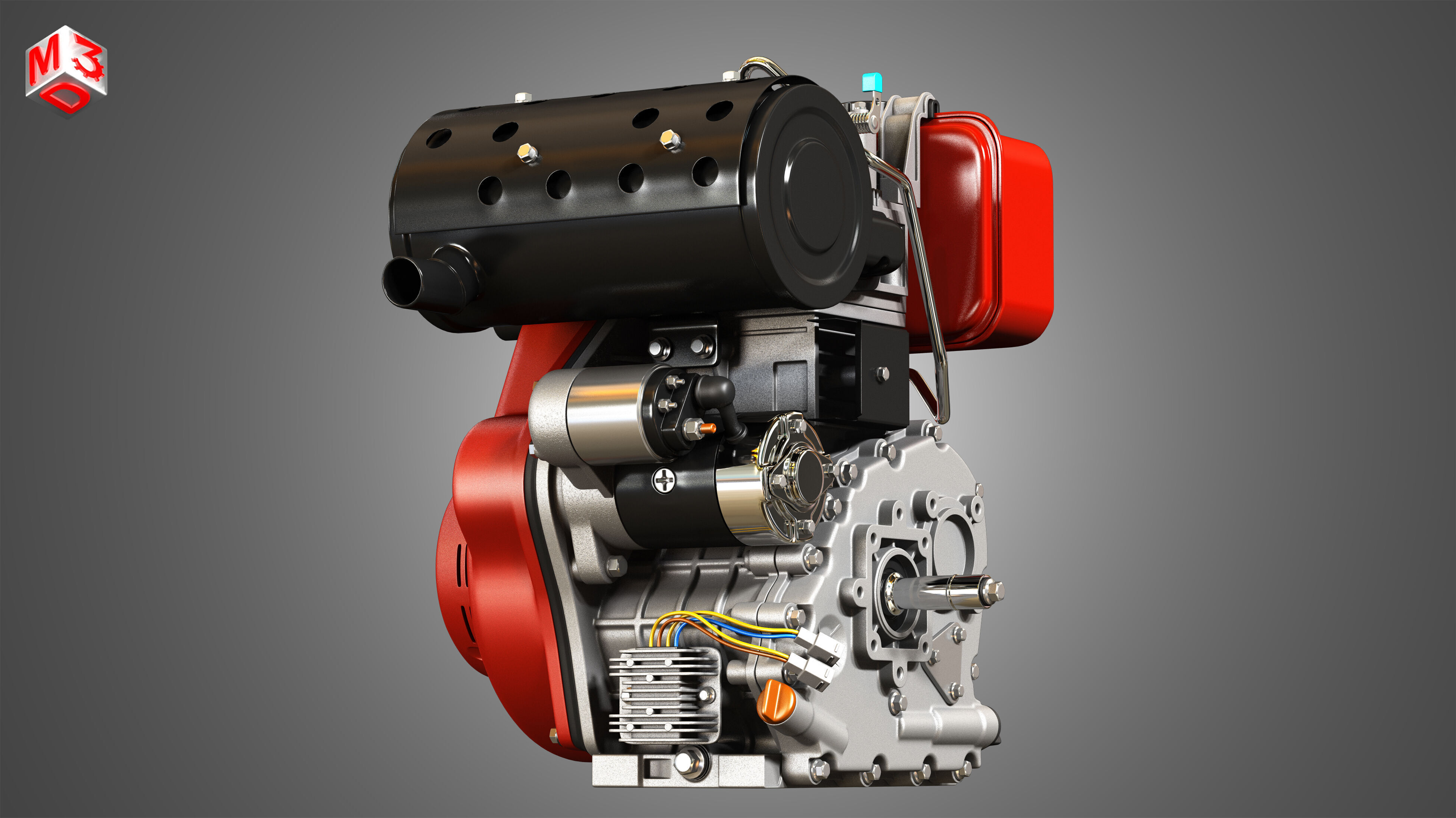 KD192F Single Cylinder Air-Cooled Engine 3D model_11
