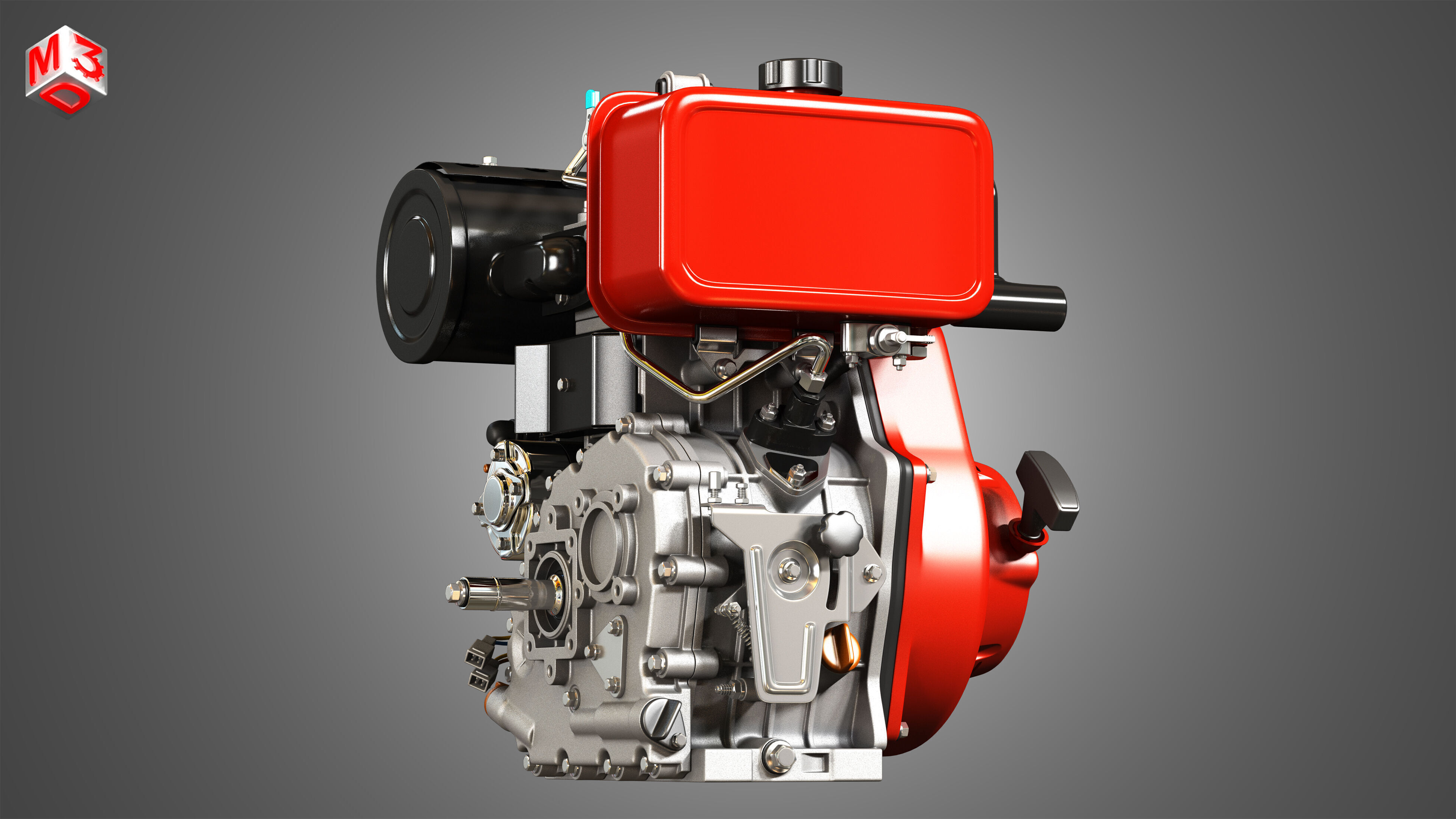KD192F Single Cylinder Air-Cooled Engine 3D model_9