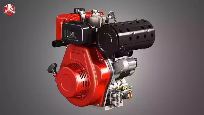 KD192F Single Cylinder Air-Cooled Engine 3D model