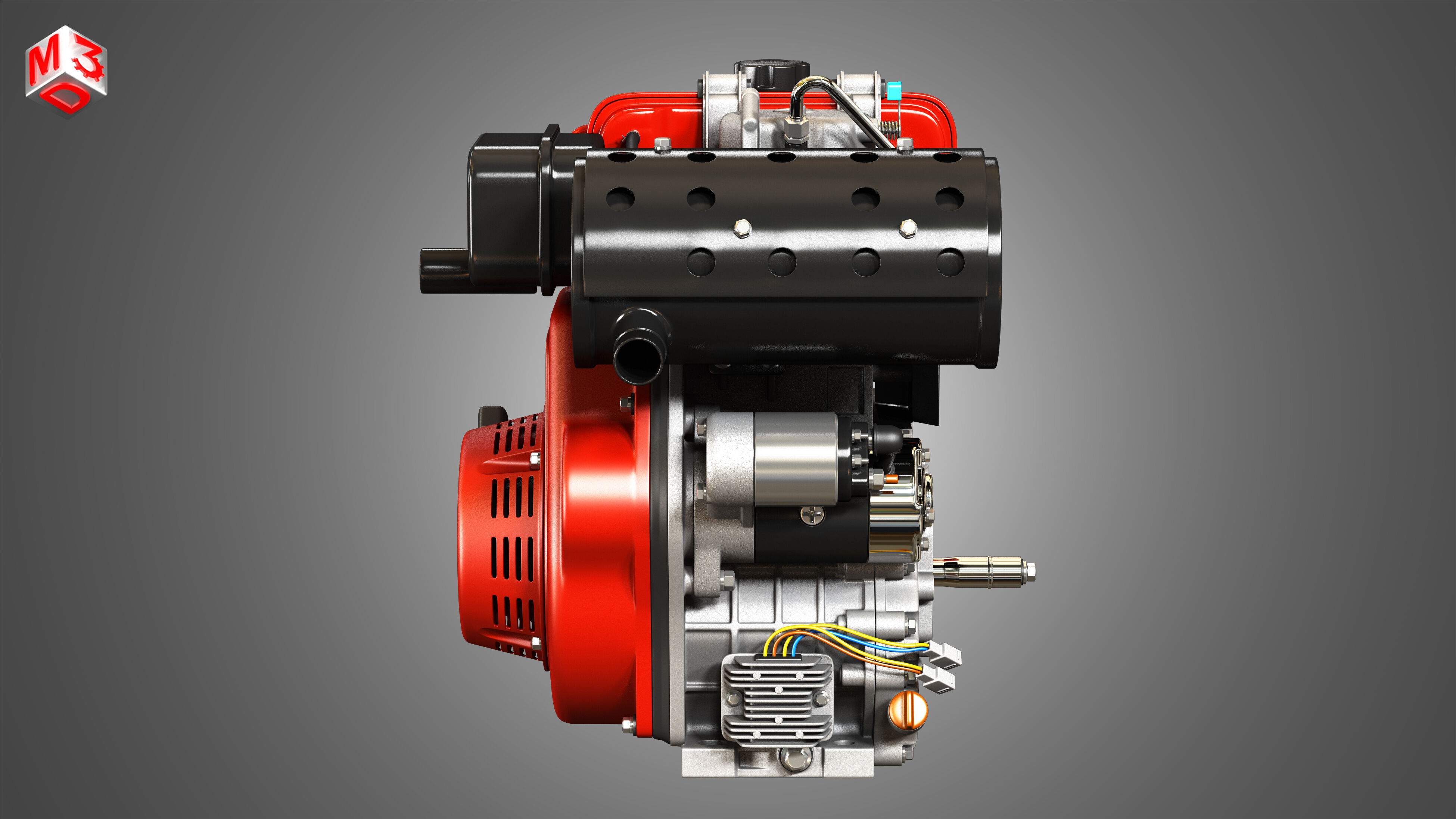 KD192F Single Cylinder Air-Cooled Engine 3D model_5