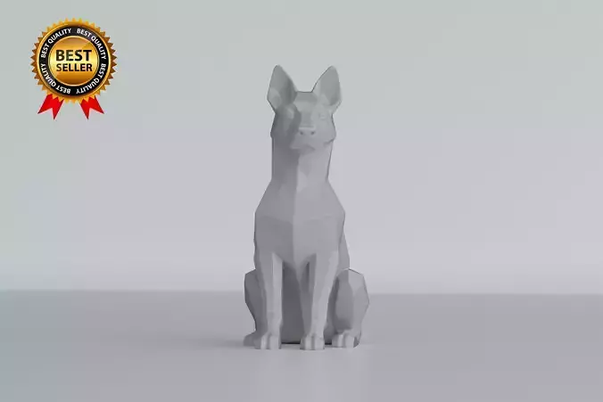 Dog Sitting Sculpture Print Model