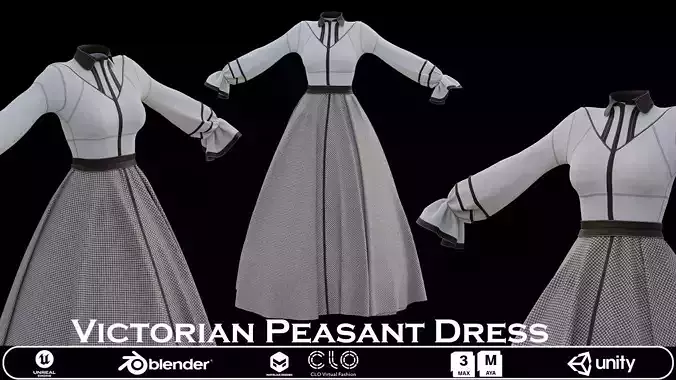 Medival Woman Dress Low-poly 3D model