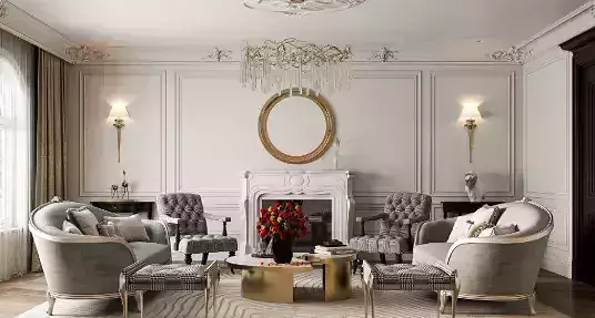 Neoclassical Living Room Interior Model