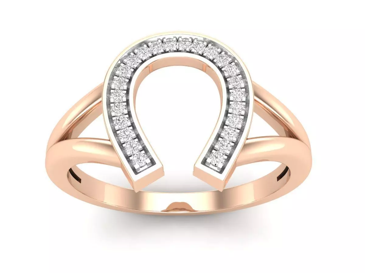 AV 497 Diamond Ladies Right Hand Horse Shoe Ring 3D print model
