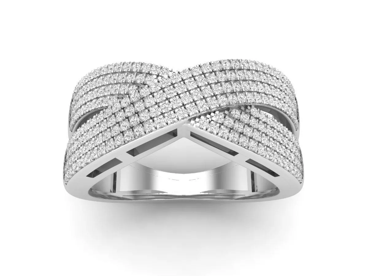 AV 498 Diamond Ladies Crossover Swirl Band Stackable Ring 3D print model