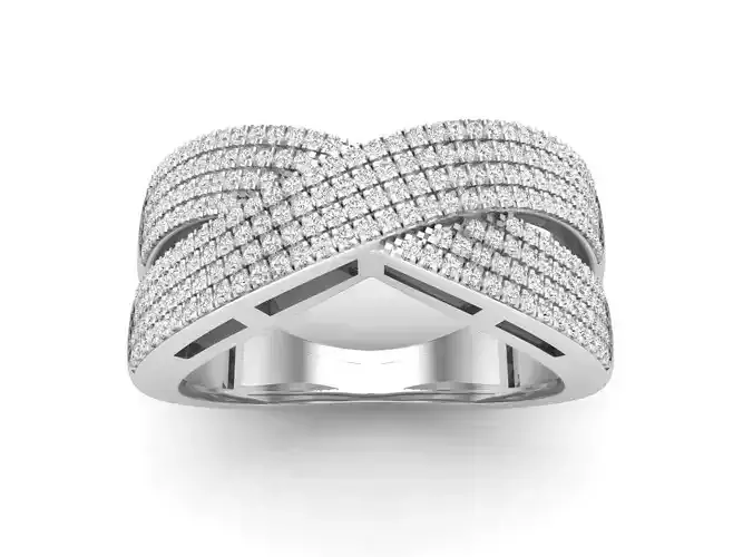 AV 498 Diamond Ladies Crossover Swirl Band Stackable Ring  3D print model