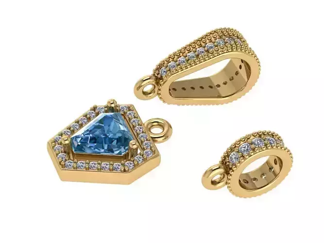 Pendant necklace with a gemstone Calf 3D model 3D print model