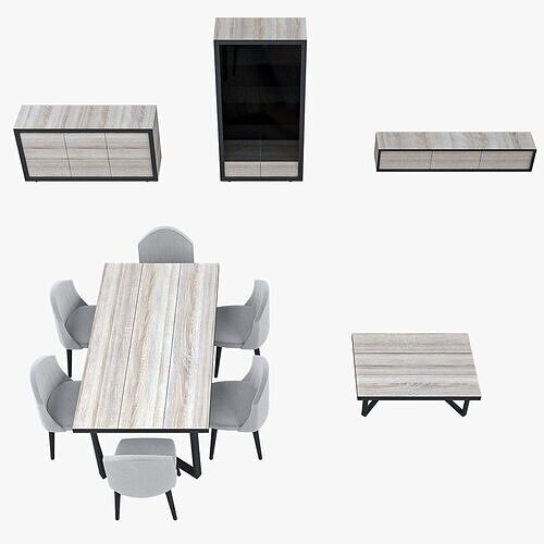 furniture set Low-poly 3D model