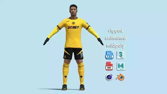 T-P Rigged Hwang Hee-chan Wolverhampton 24-25 3D model
