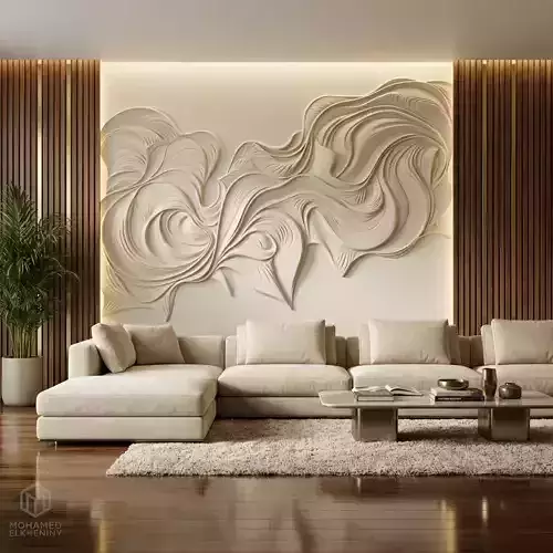 modern panel wall decor set relief mural CNC 155