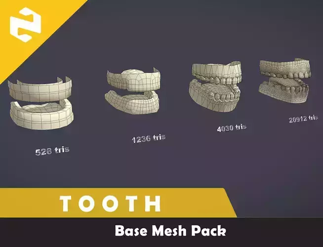 Base Mesh Pack - Tooth Free low-poly 3D model