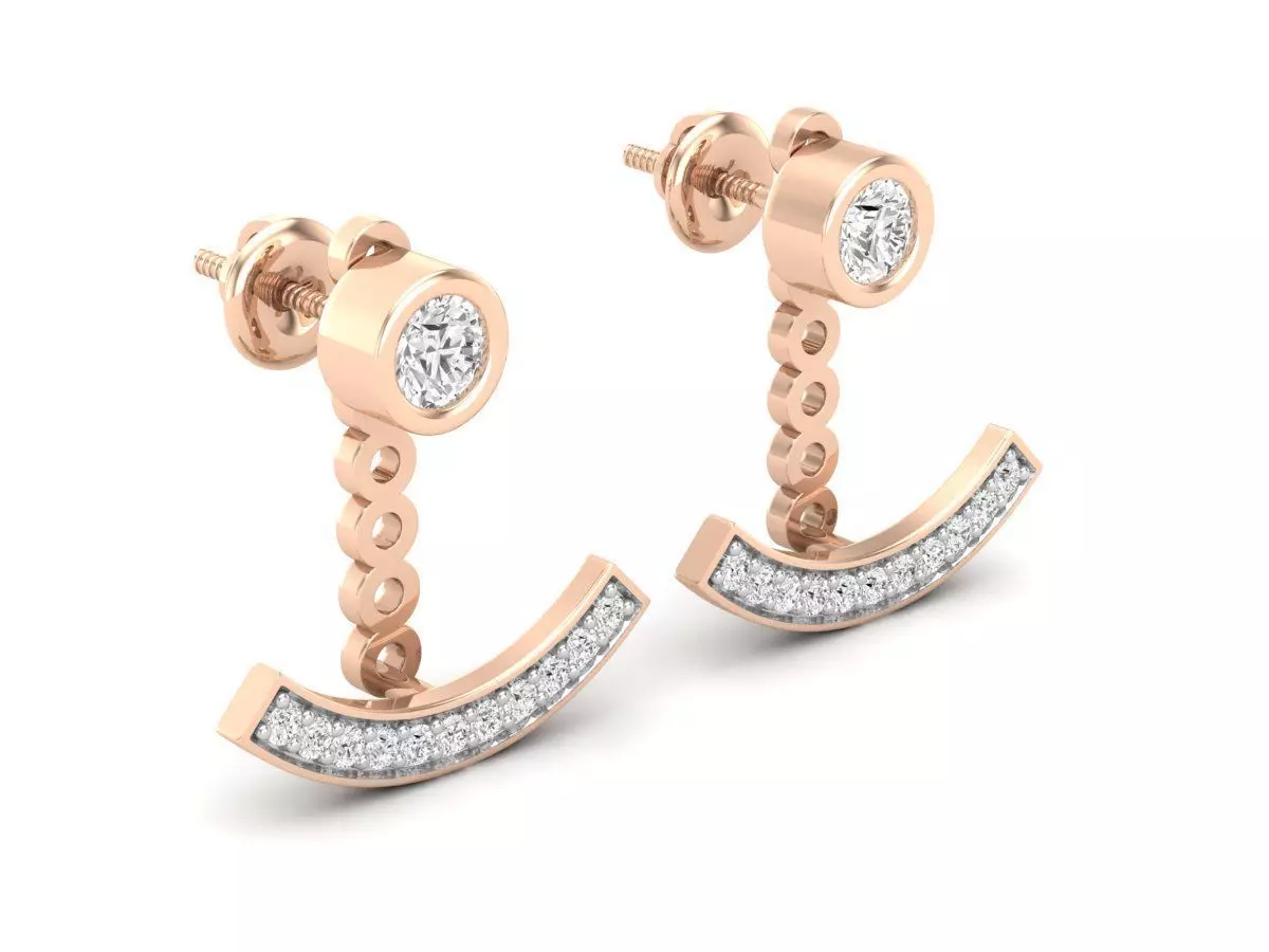 AV 501 Diamond Ladies Cluster Pendulum Stud Earrings Jackets Set 3D print model