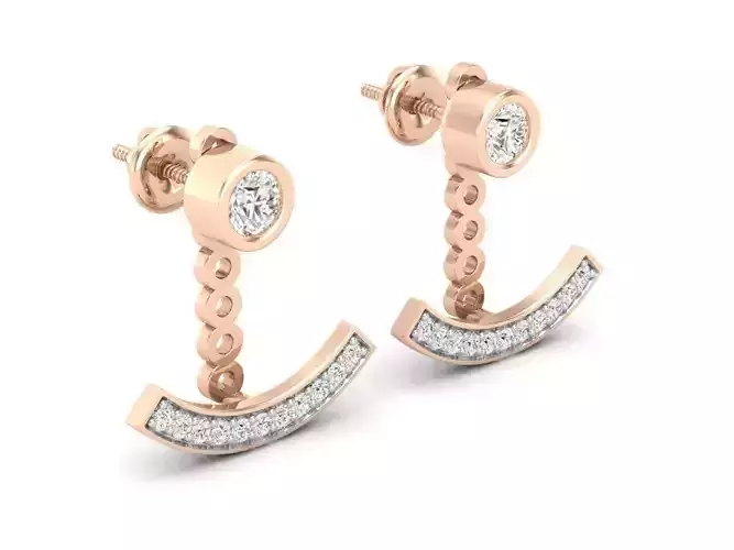 AV 501 Diamond Ladies Cluster Pendulum Stud Earrings Jackets Set 3D print model