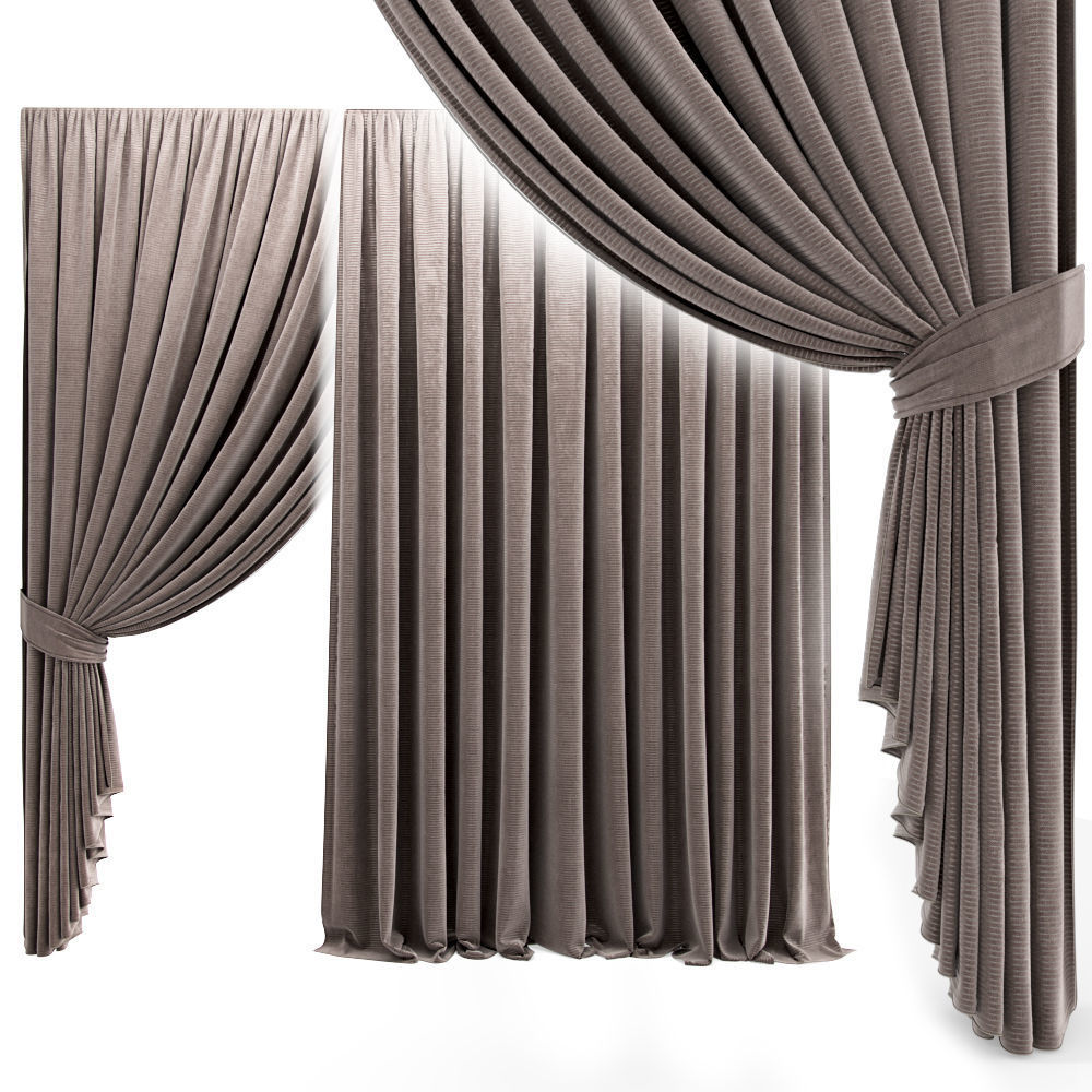 Curtain with garter 3D model_1