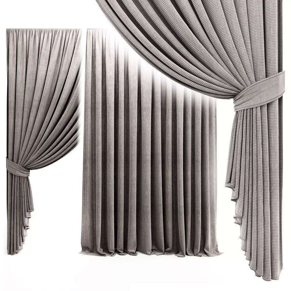 Curtain with garter 3D model_0