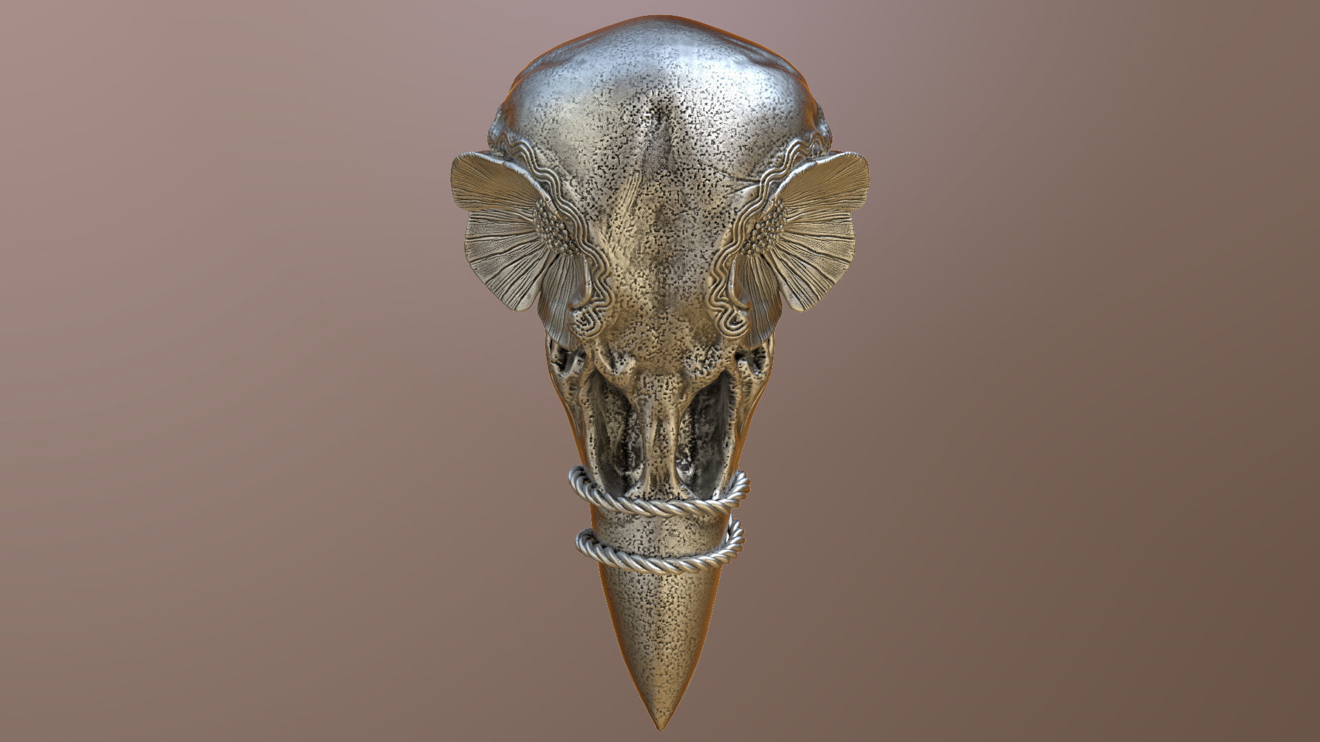 Bird Skull Ring With Flower STL 3d model for 3d printer 3D print model_3