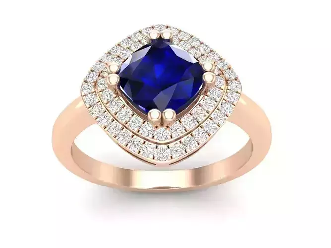 AV 503 Round White Diamond Ladies Bridal Halo Engagement Ring