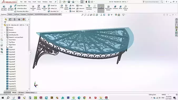 3D glass roof decorative iron for villa