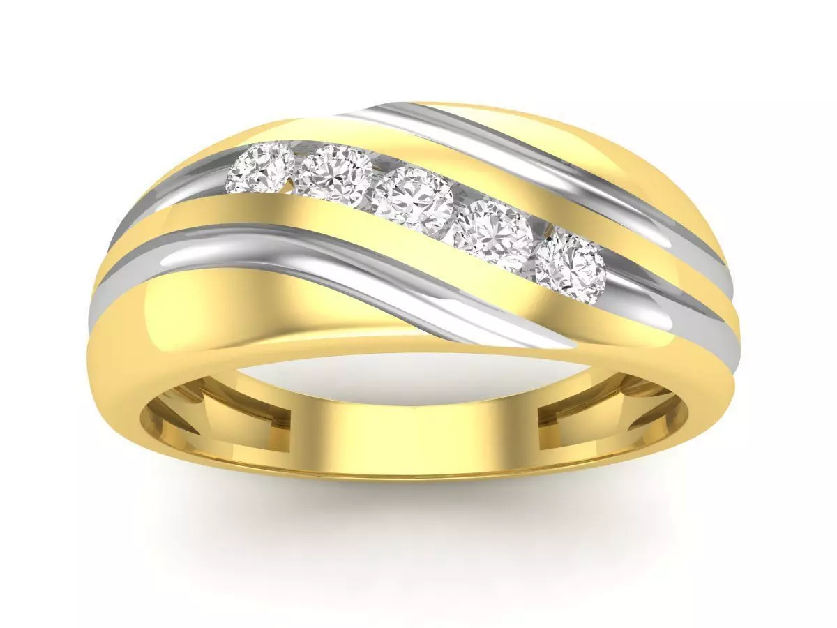 AV 510 Diamond Mens Fashion 5 Stone Wedding Band 3D print model