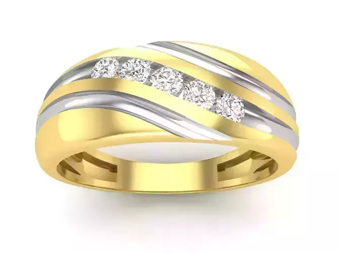 AV 510 Diamond Mens Fashion 5 Stone Wedding Band 3D print model