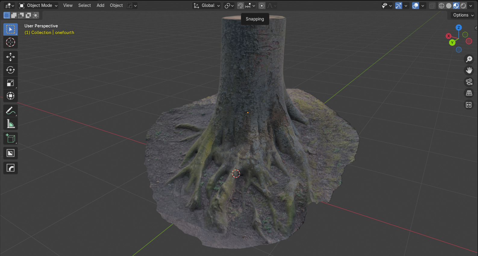 stump tree with roots Low-poly 3D model_4