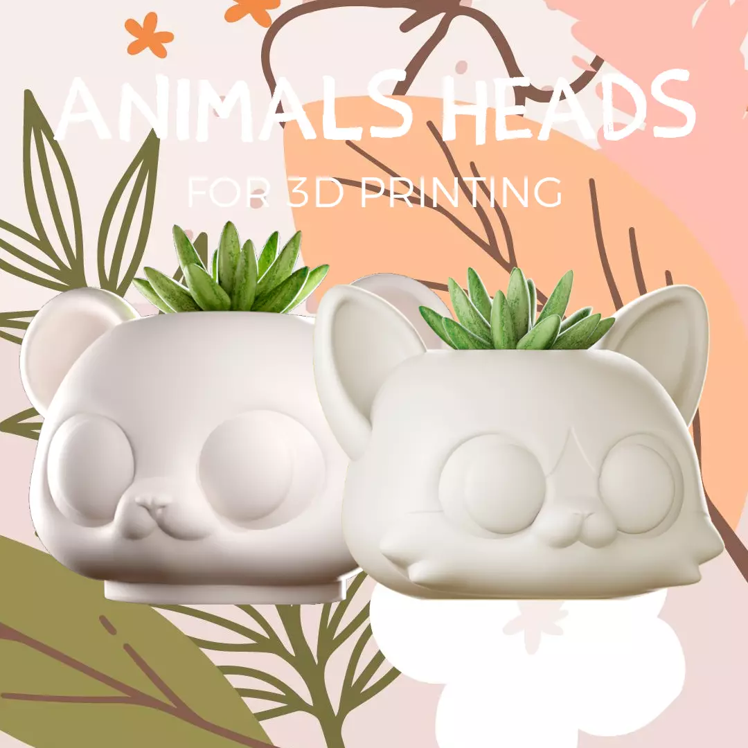 Animals Heads - Plant Pots 3D print model