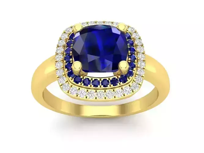 AV 513 Diamond Double Halo Ring 3D print model